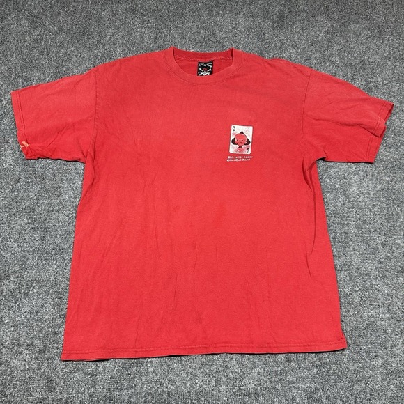Vintage Pirate Poker T-Shirt Men's Size XL Red Sleeveless Bad To The‎ Bone Aruba - Picture 1 of 16